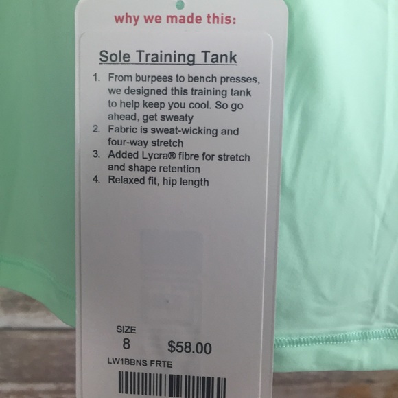 NWT FRTE LULULEMON SOLE TRAINING TANK - - 2 or 8 - Picture 2 of 6